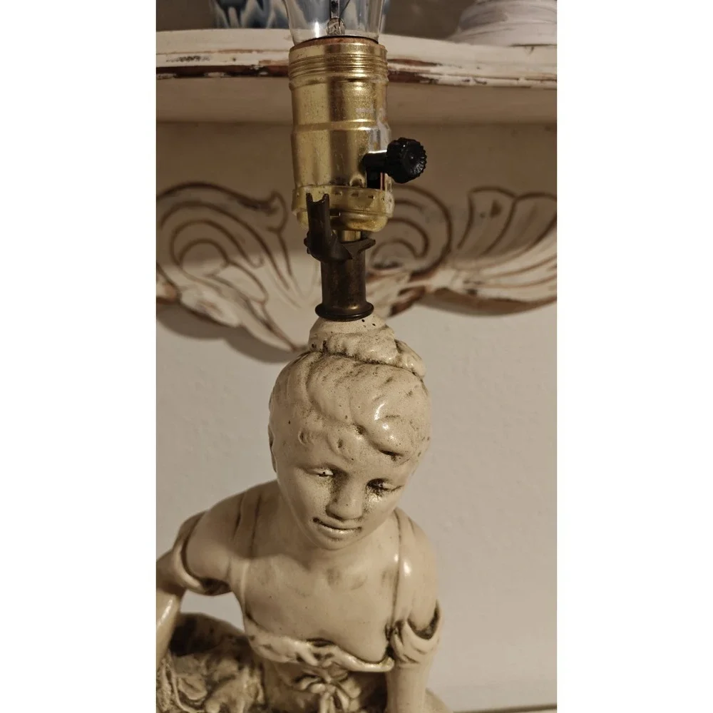 Vintage Early-mid 20th Century Plaster Mold Figural Table Lamp. Needs Re-wired